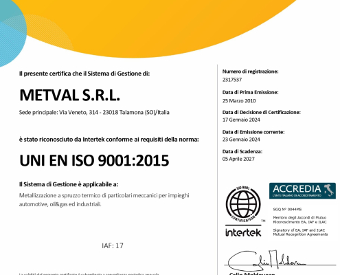 certificazione ISO Metval